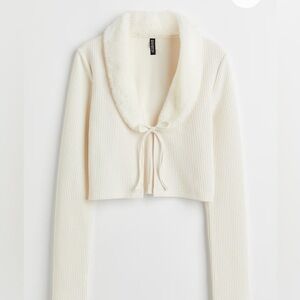 Divided Women’s Large Tie Front Cardigan Knit Ribbed 90s Y2K Style Long Sleeves
